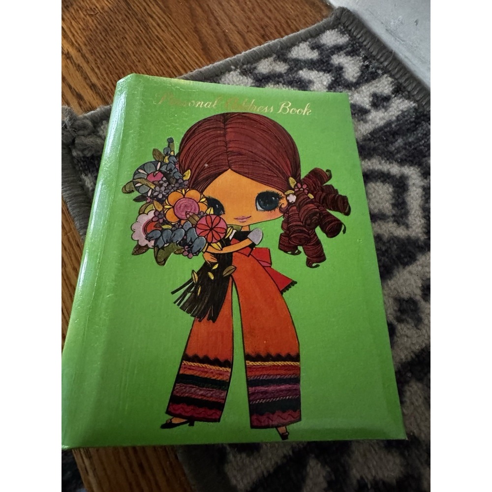 Vtg 70s Mod Big Eye Girl Hippie Address Book‎  Japan For American Greetings MCM